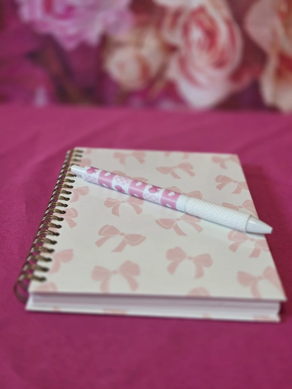 Pretty Pink Bow Tie Travel Bag Pin And Notebook